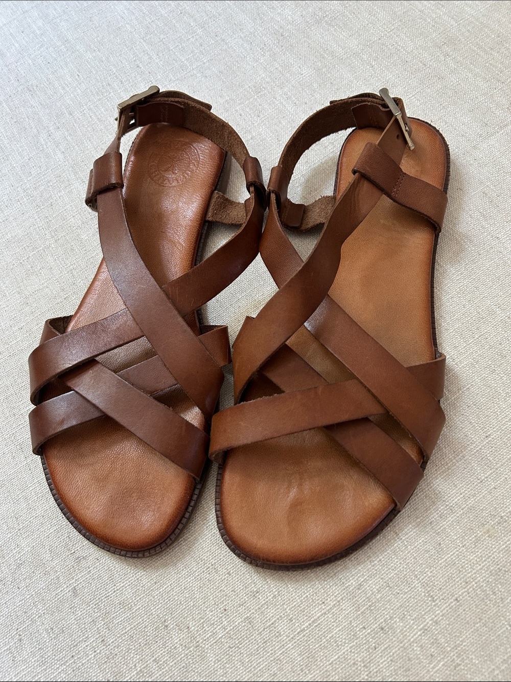 Penelope Chilvers Buttercup Slingback Sandals Tan Leather Made in Spain SZ 41